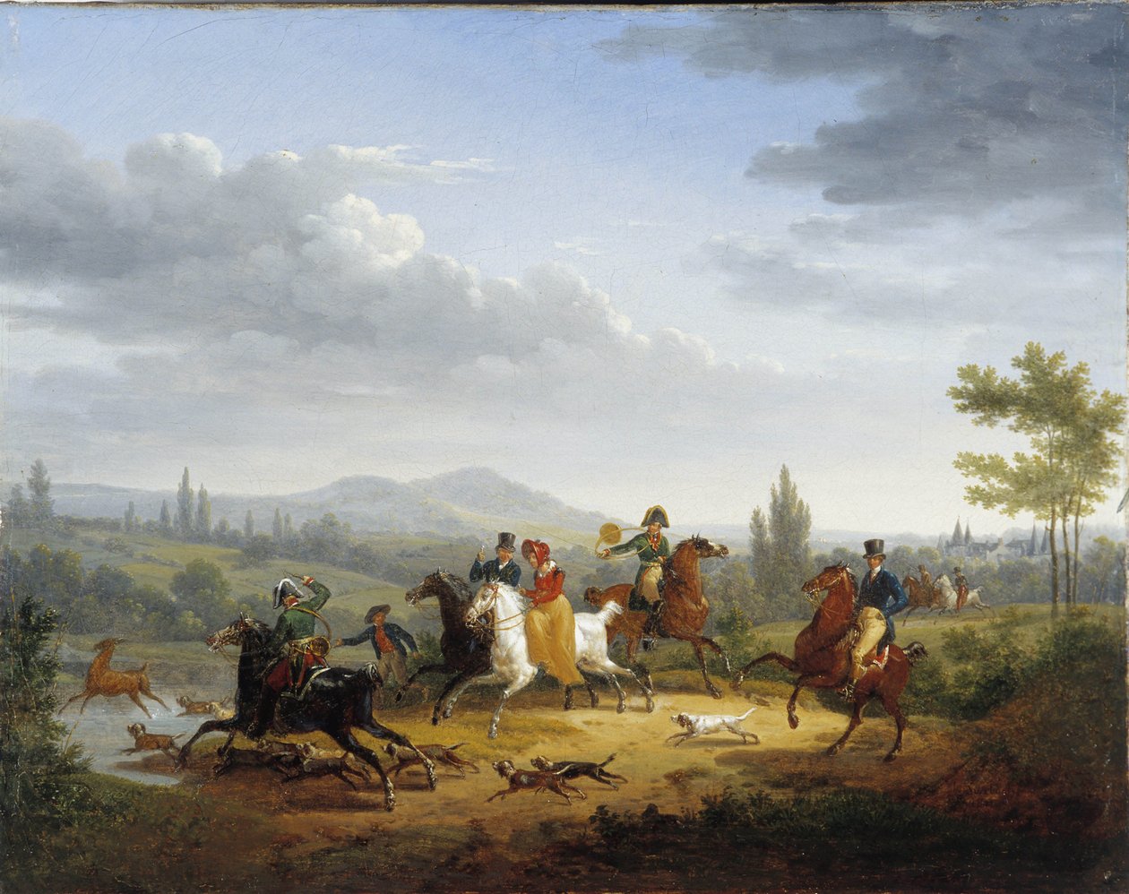 Geyik avı (tuval üzerine yağlı boya) by Jacques Swebach Desfontaines