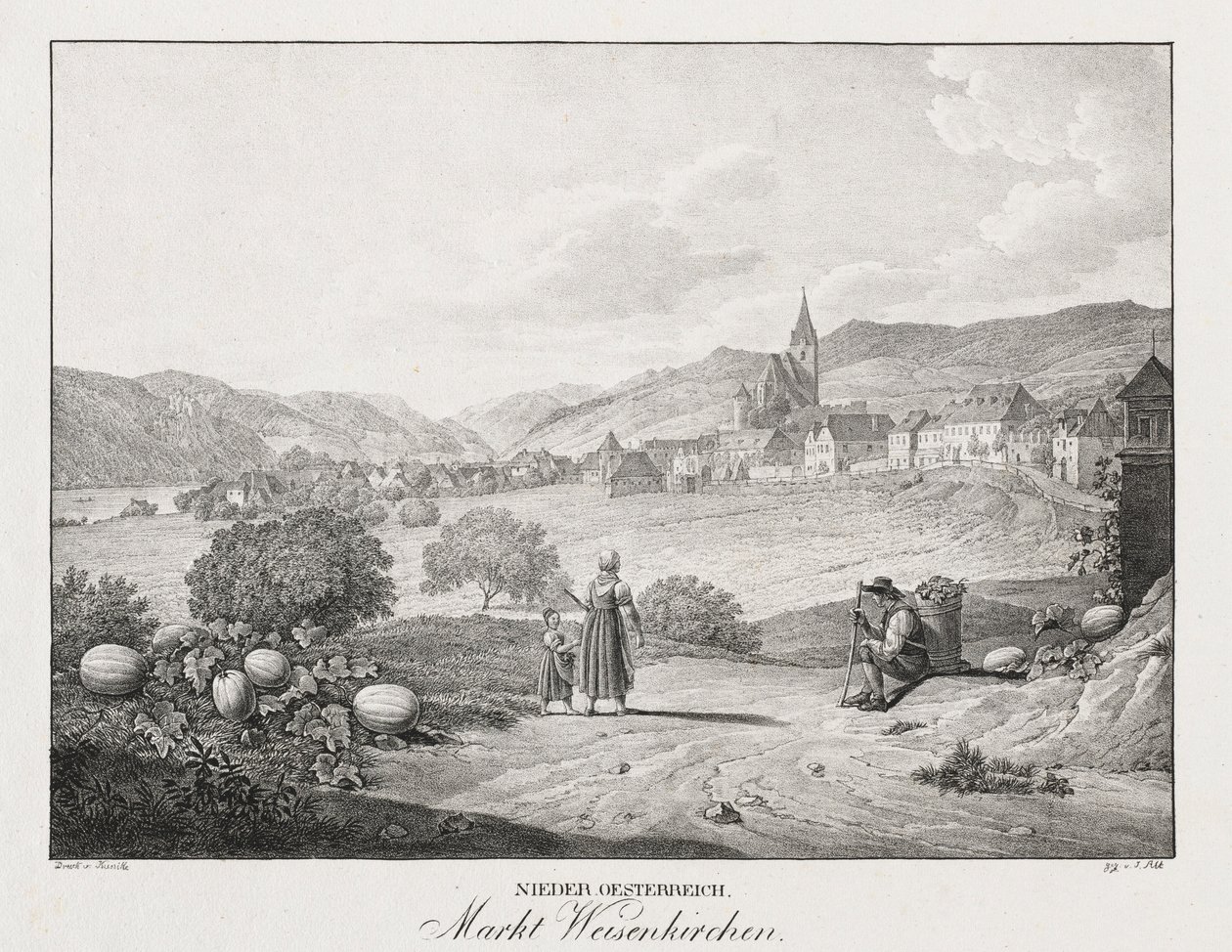 Aşağı Avusturya, pazar kasabası Weißenkirchen. by Jakob Alt