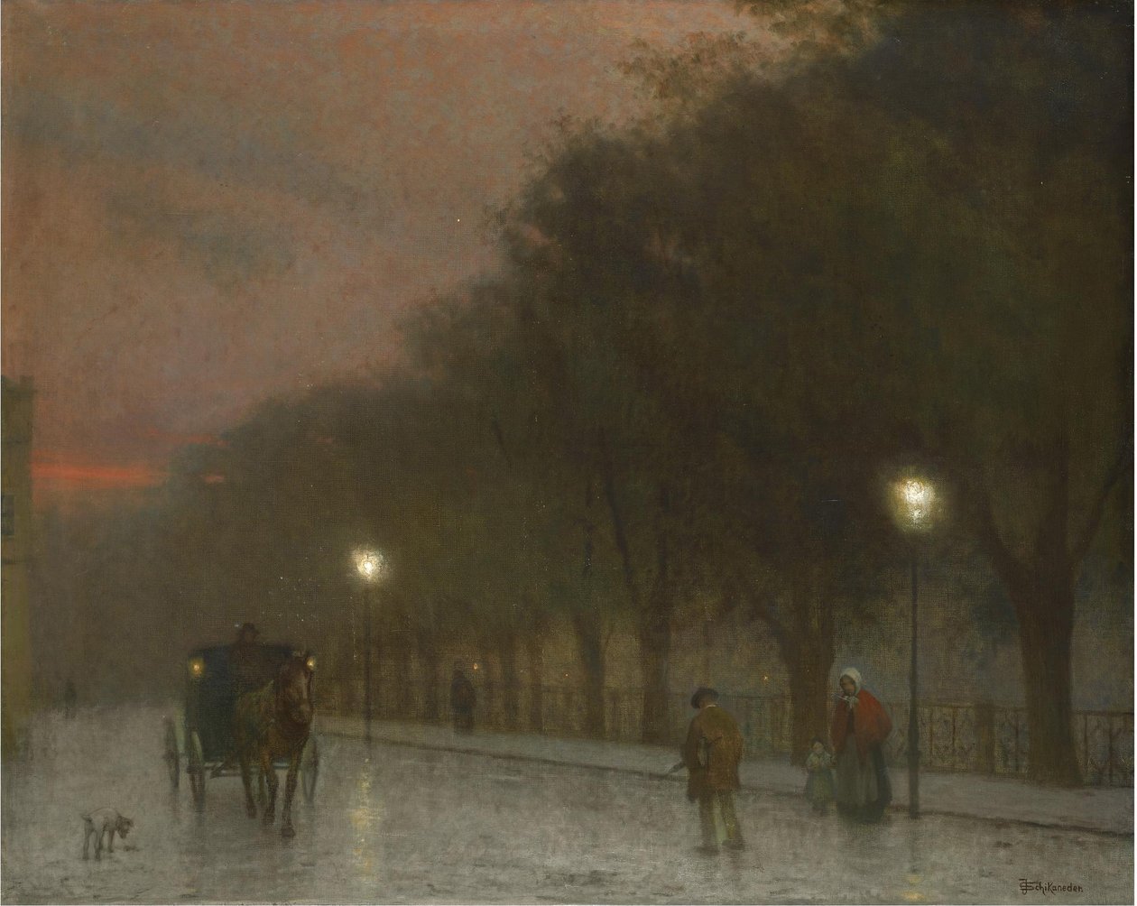 alacakaranlıkta Prag, c. 1910 by Jakub Schikaneder