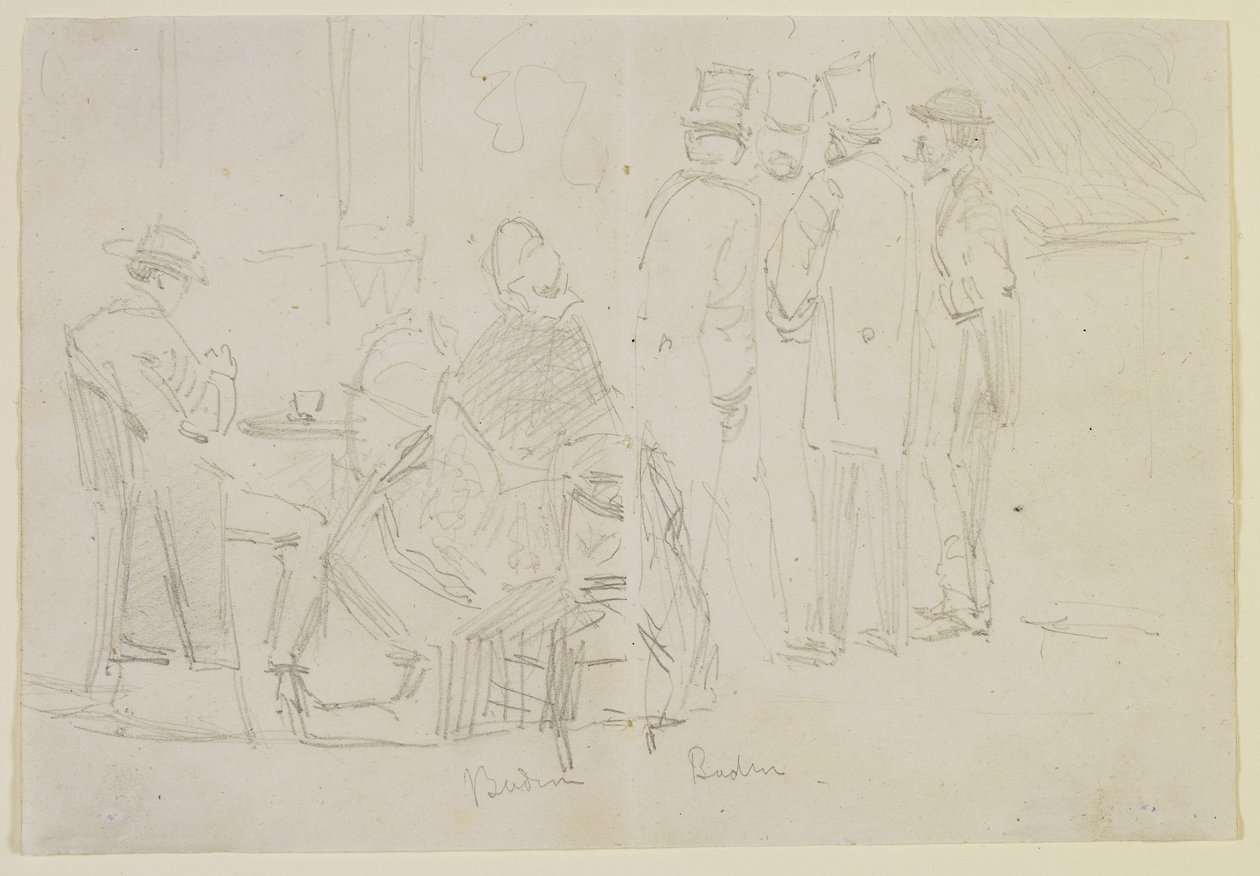 Baden-Baden, 1858 (kirli beyaz dokuma kağıt üzerine kurşun kalem) by James Abbott McNeill Whistler