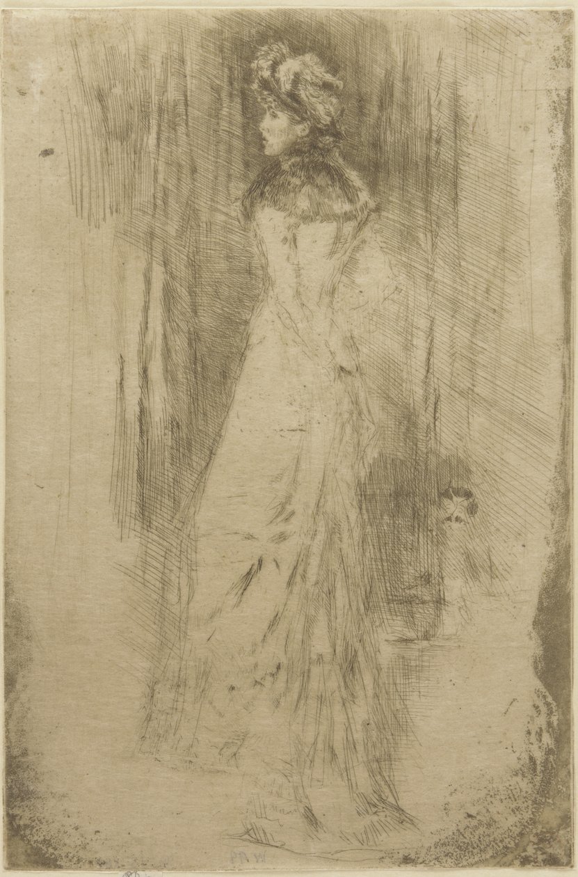 Maude, ayakta, c.1873 (kağıt üzerinde kuru nokta) by James Abbott McNeill Whistler