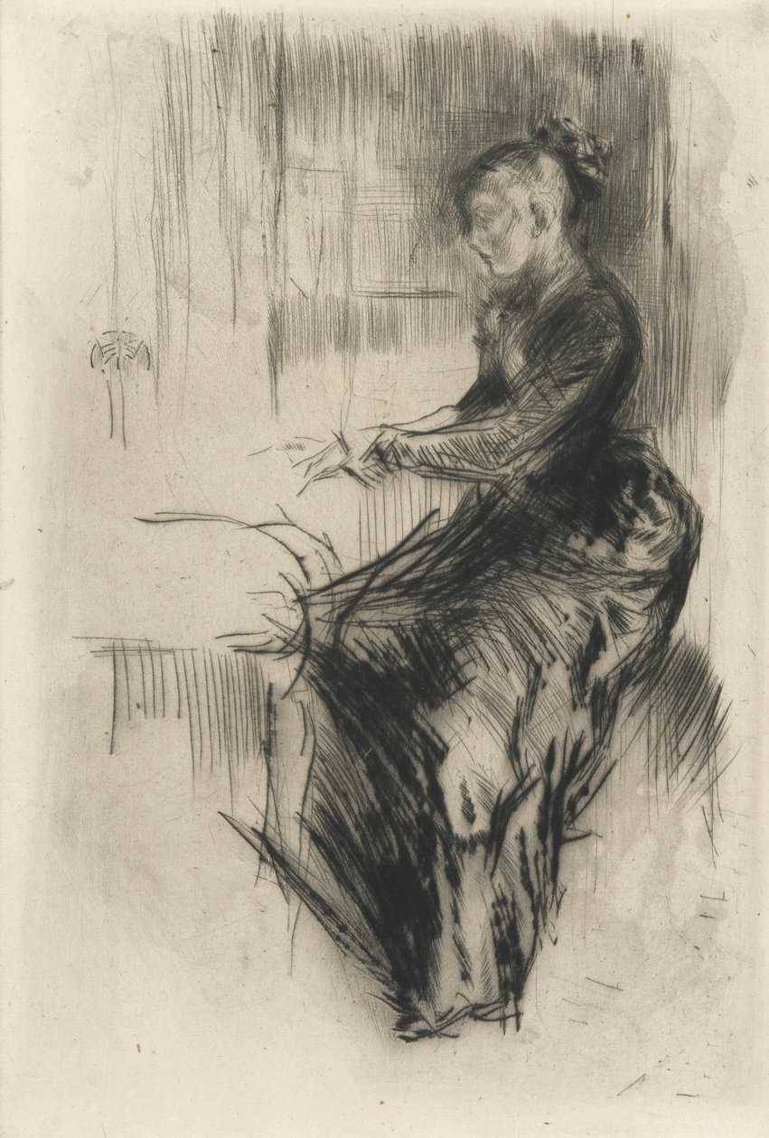 Piyano, c.1875 (kağıt üzerinde kuru nokta) by James Abbott McNeill Whistler
