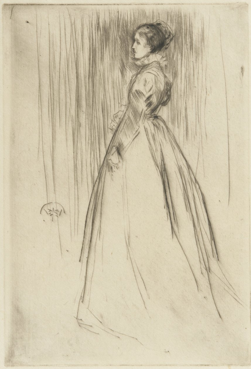 Kadife Elbise (Frances Leyland) 1873 (kağıt üzerinde kuru nokta) by James Abbott McNeill Whistler