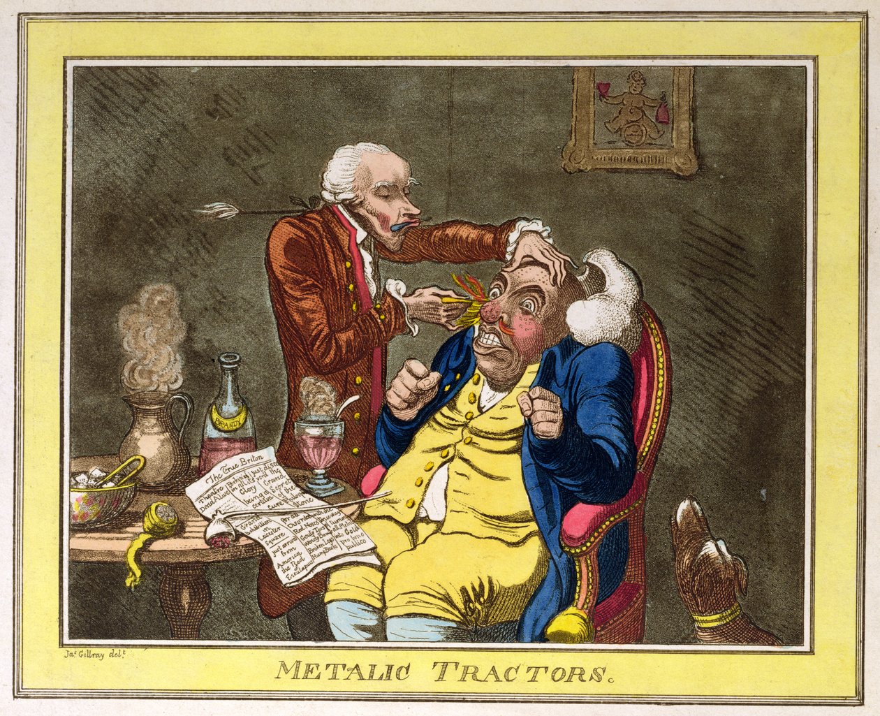 Metalik Traktörler, c.1801 (renkli dağlama) by James Gillray
