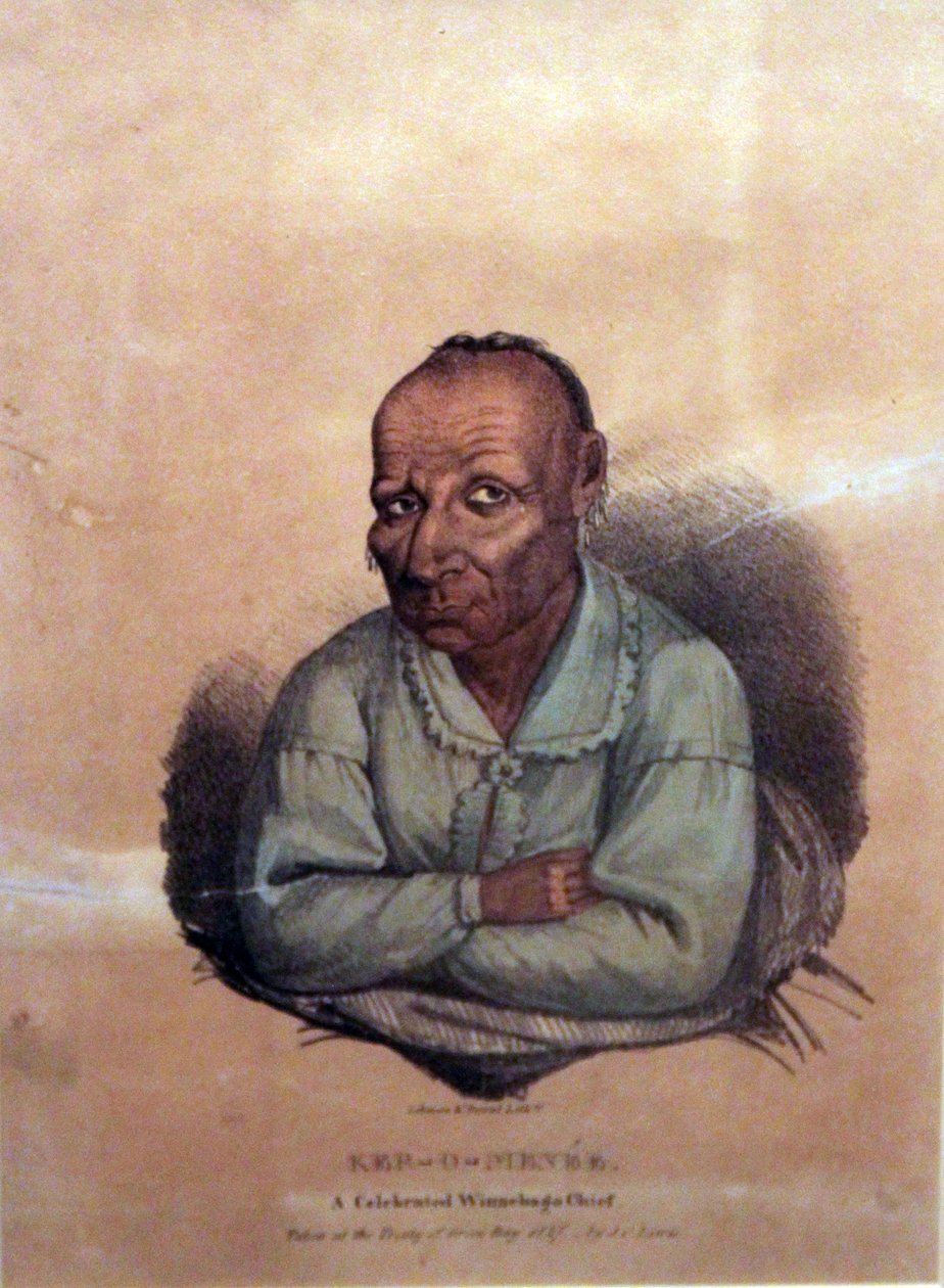 Ker-o-menée, ünlü bir Winnebago Şefi, 1827 by James Otto Lewis