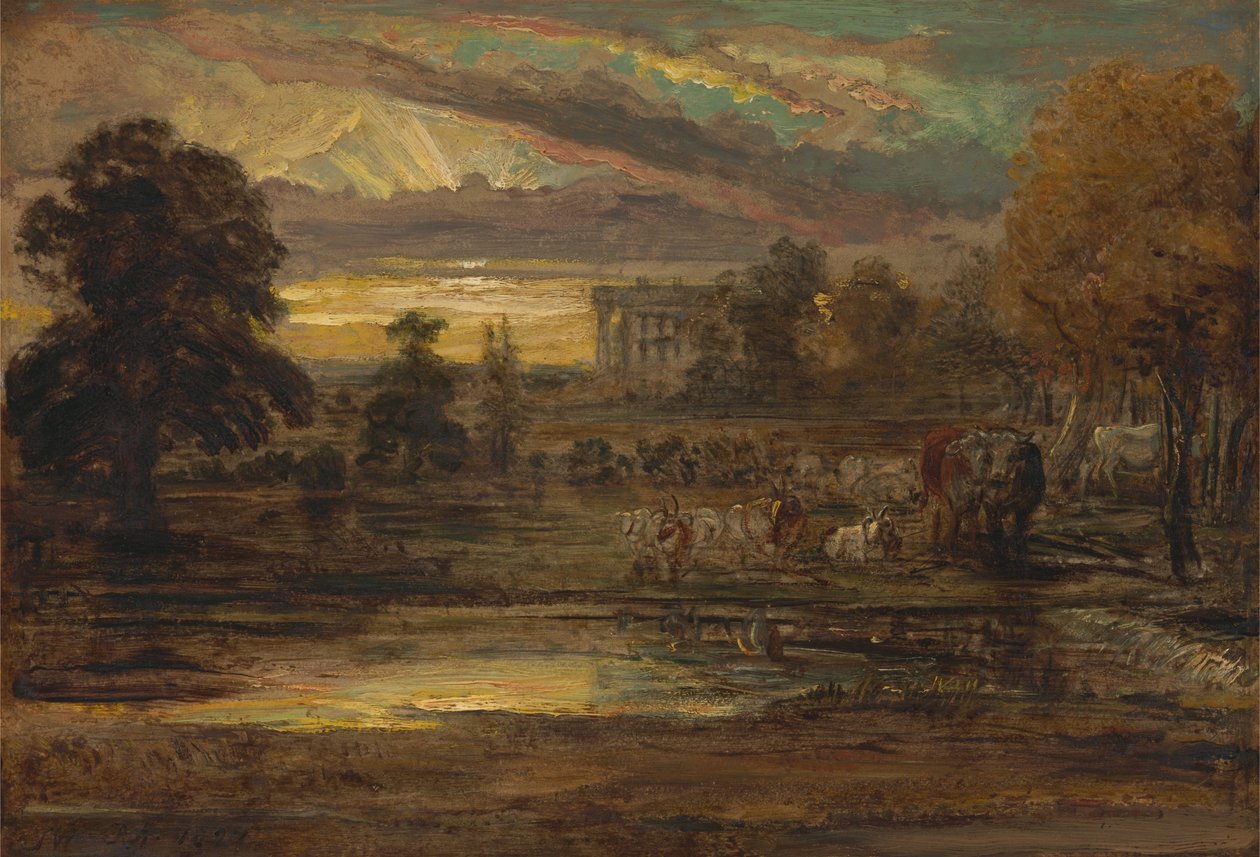 Gün Doğumunda Havuzda Sığır by James Ward