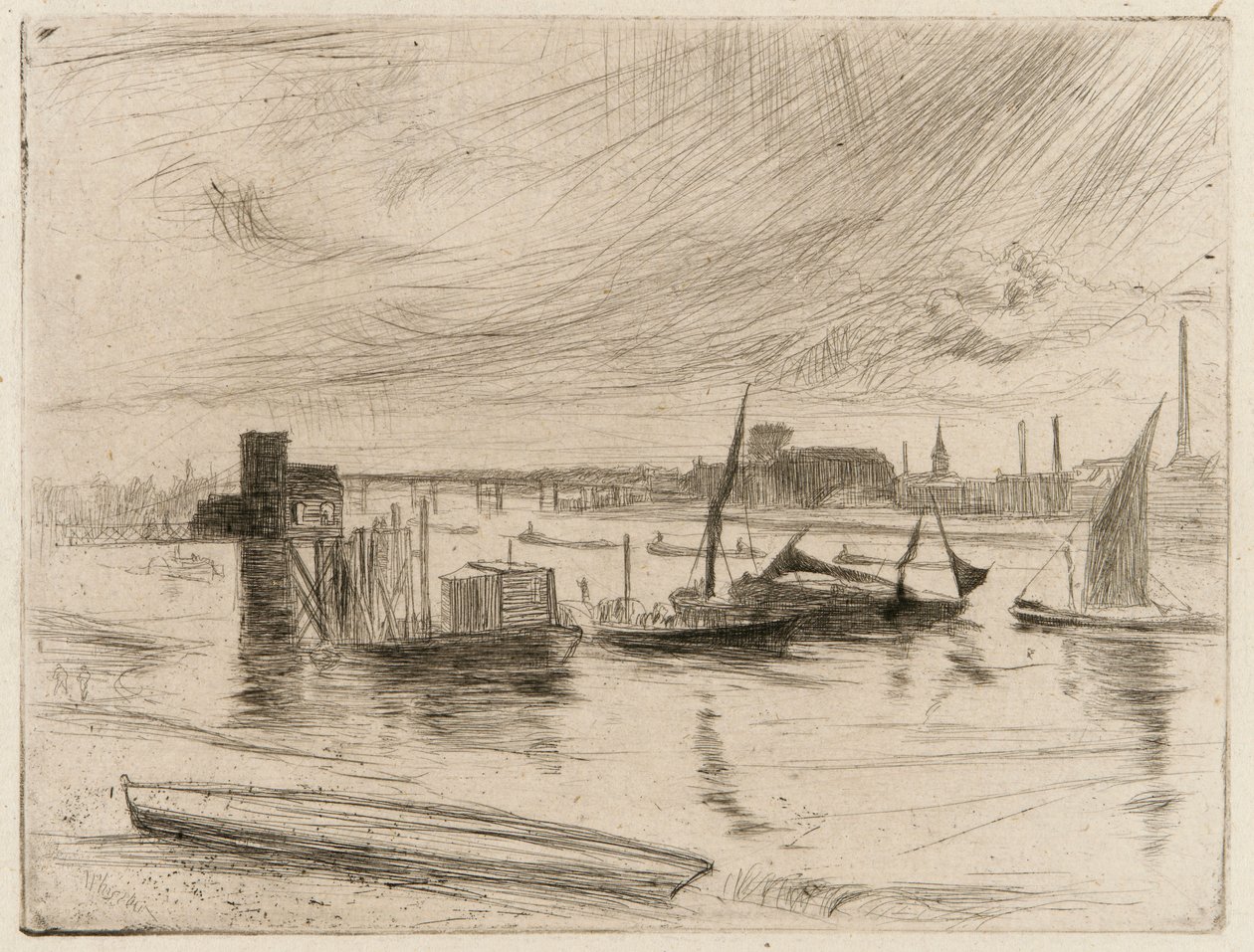 Battersea Dawn Cadogan İskelesi, 1861. by James Abbott McNeill Whistler