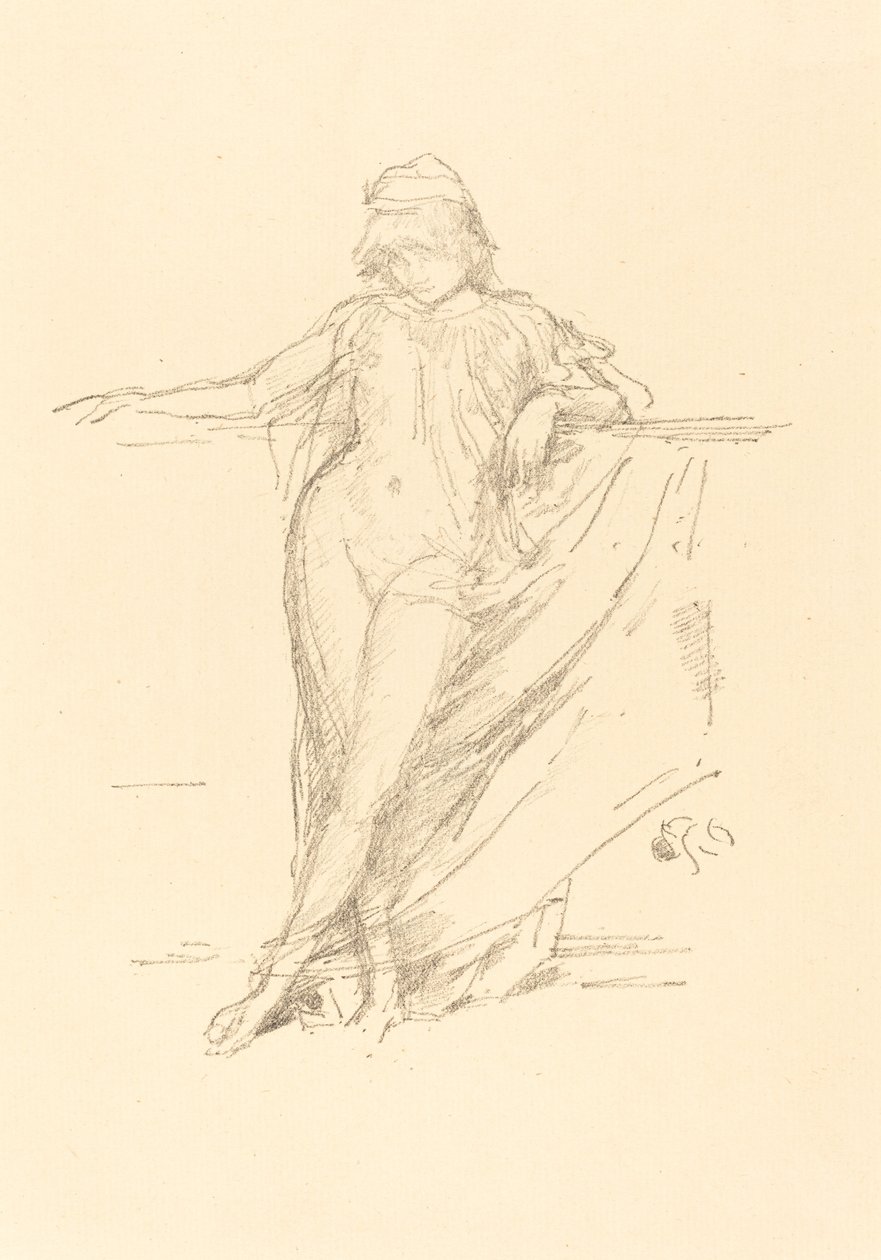 Küçük Draped Figür, Eğilerek, 1893. by James Abbott McNeill Whistler