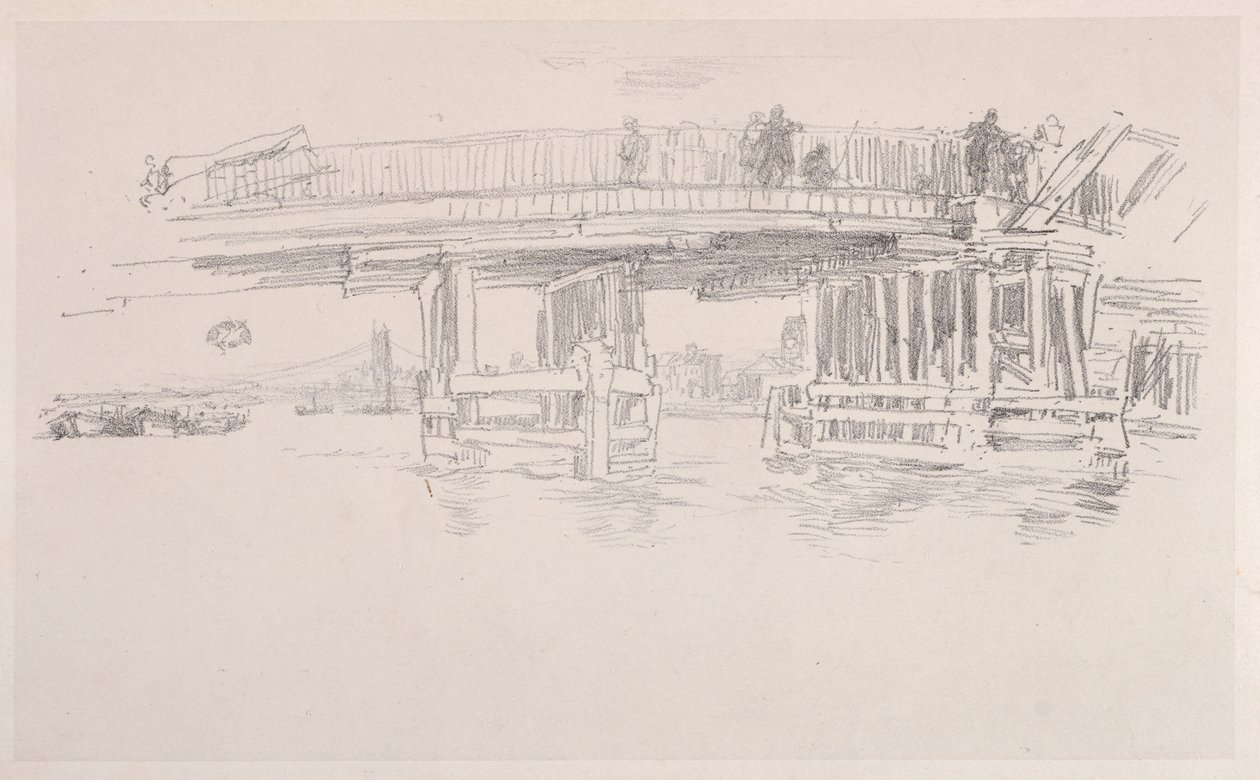 Eski Battersea Köprüsü. by James Abbott McNeill Whistler
