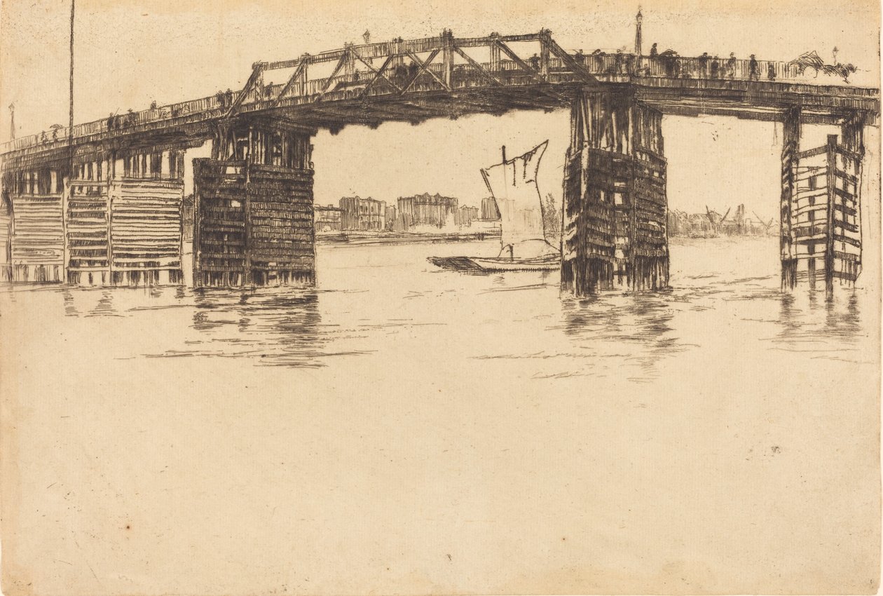 Eski Battersea Köprüsü, 1879. by James Abbott McNeill Whistler