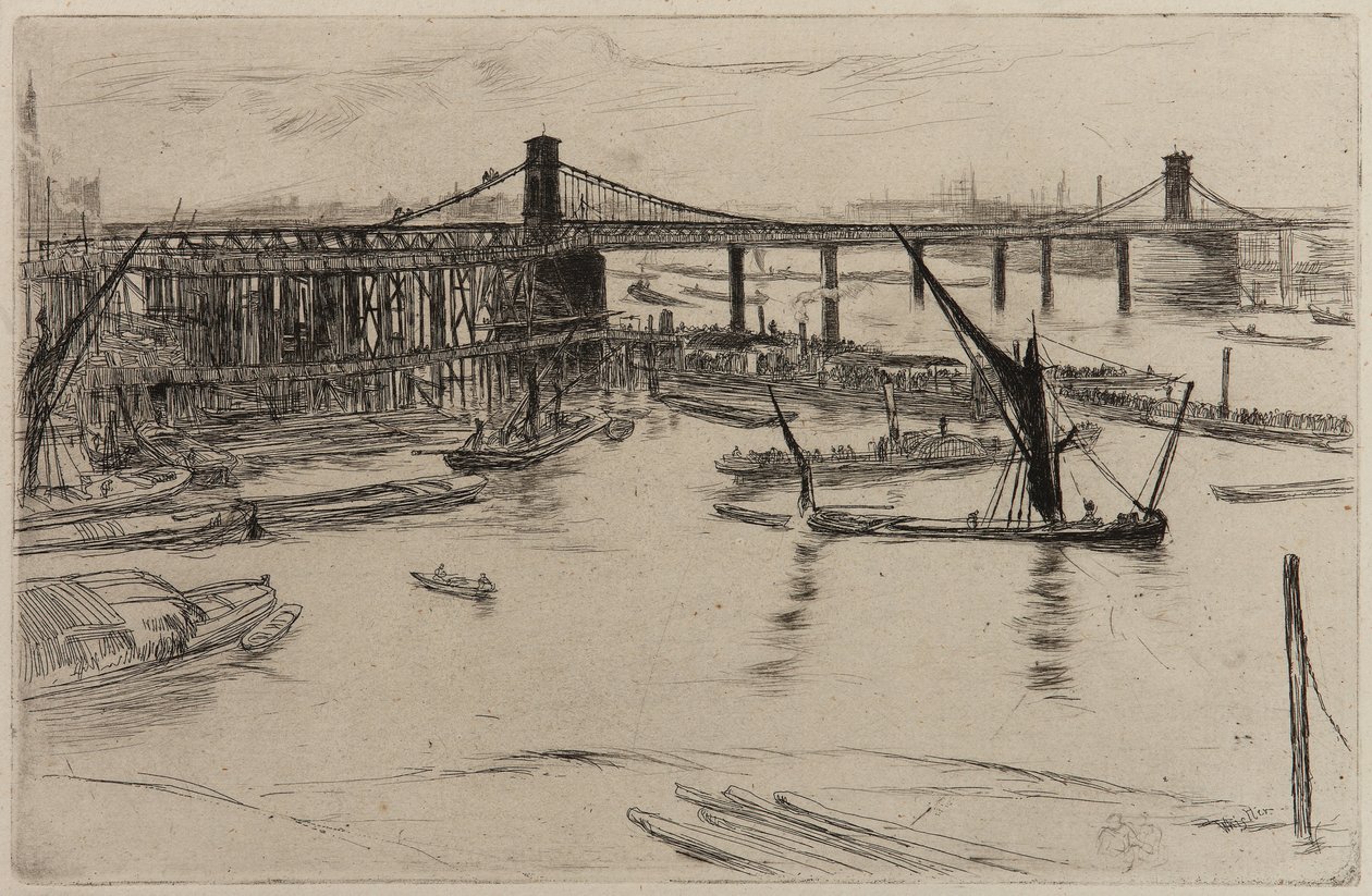 Eski Hungerford Köprüsü, 1861. by James Abbott McNeill Whistler
