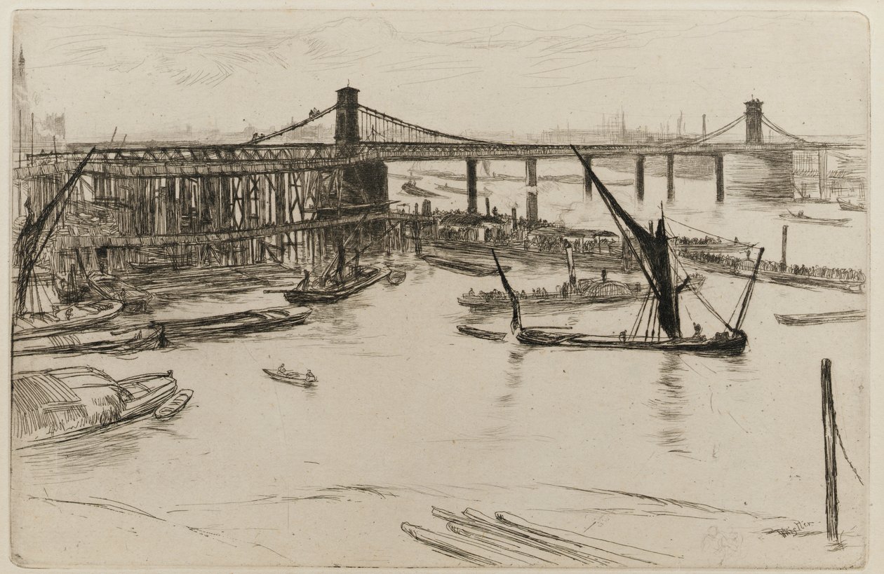 Eski Hungerford Köprüsü, 1861. by James Abbott McNeill Whistler