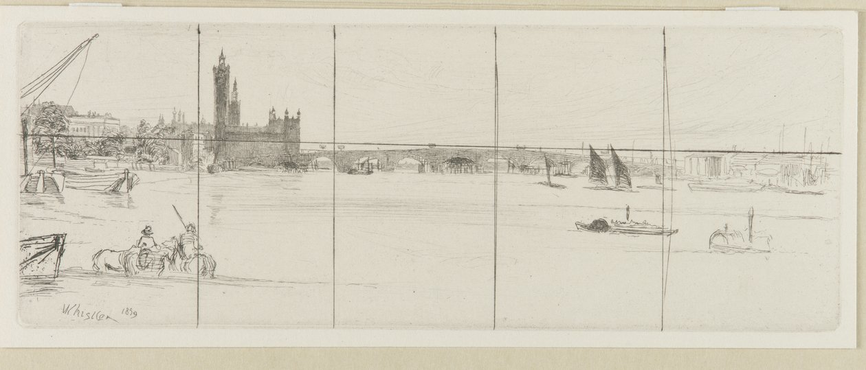 Eski Westminster Köprüsü, 1859. by James Abbott McNeill Whistler