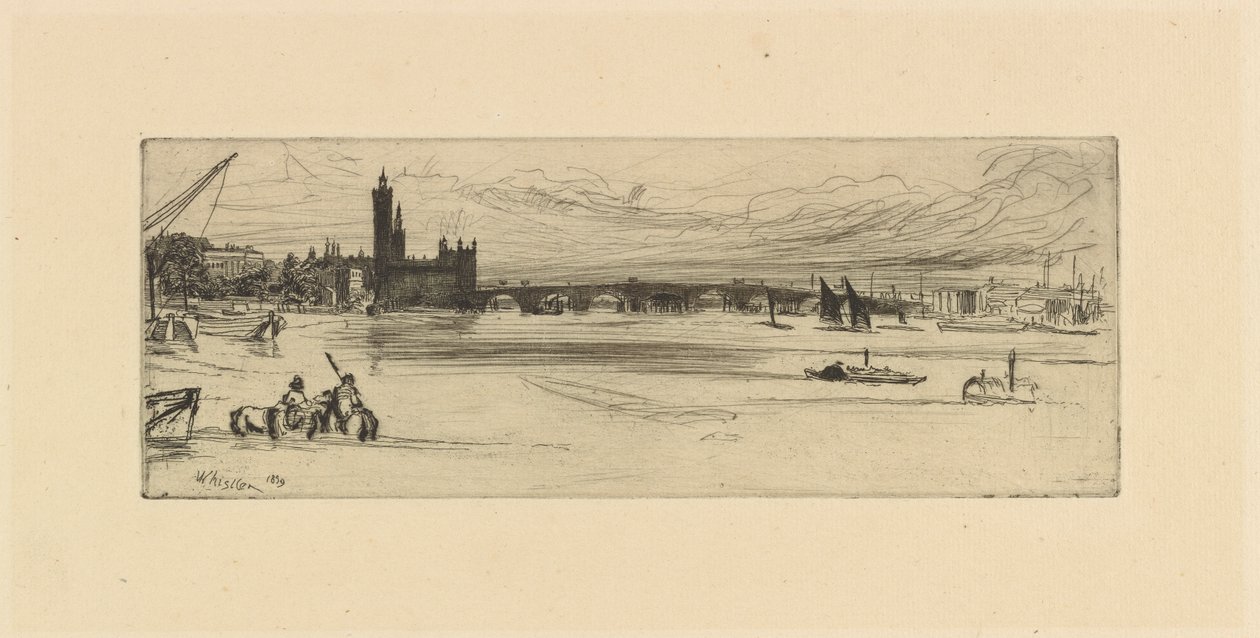 Eski Westminster Köprüsü, 1859. by James Abbott McNeill Whistler