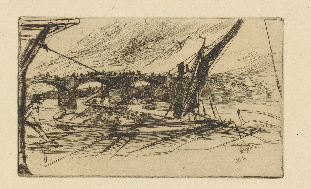 Vauxhall Köprüsü, 1861. by James Abbott McNeill Whistler