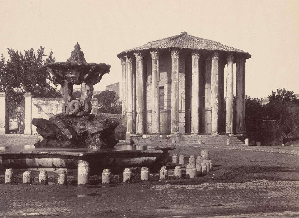 Vesta Tapınağı ve Çeşmesi, Roma, 1860'lar. by James Anderson