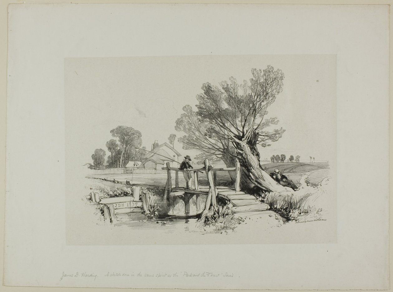 Çocuk Balık tutma ile manzara by James Duffield Harding