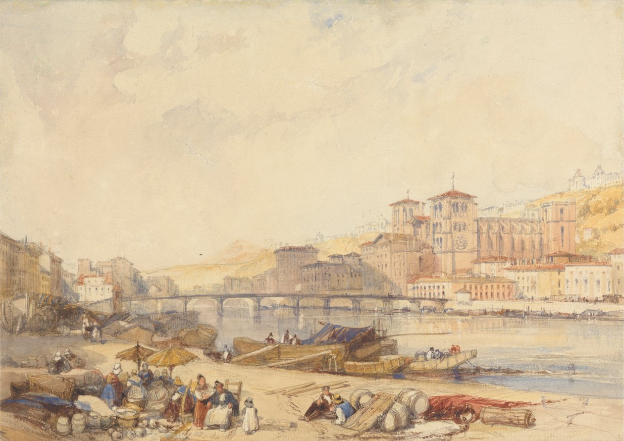 Quayside on the Rhone'dan Lyons by James Duffield Harding
