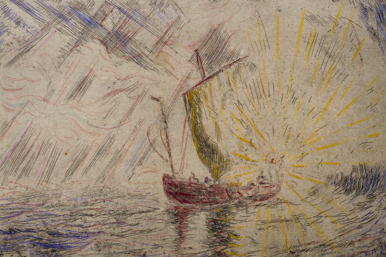 Mesih fırtınayı yatıştırıyor by James Ensor