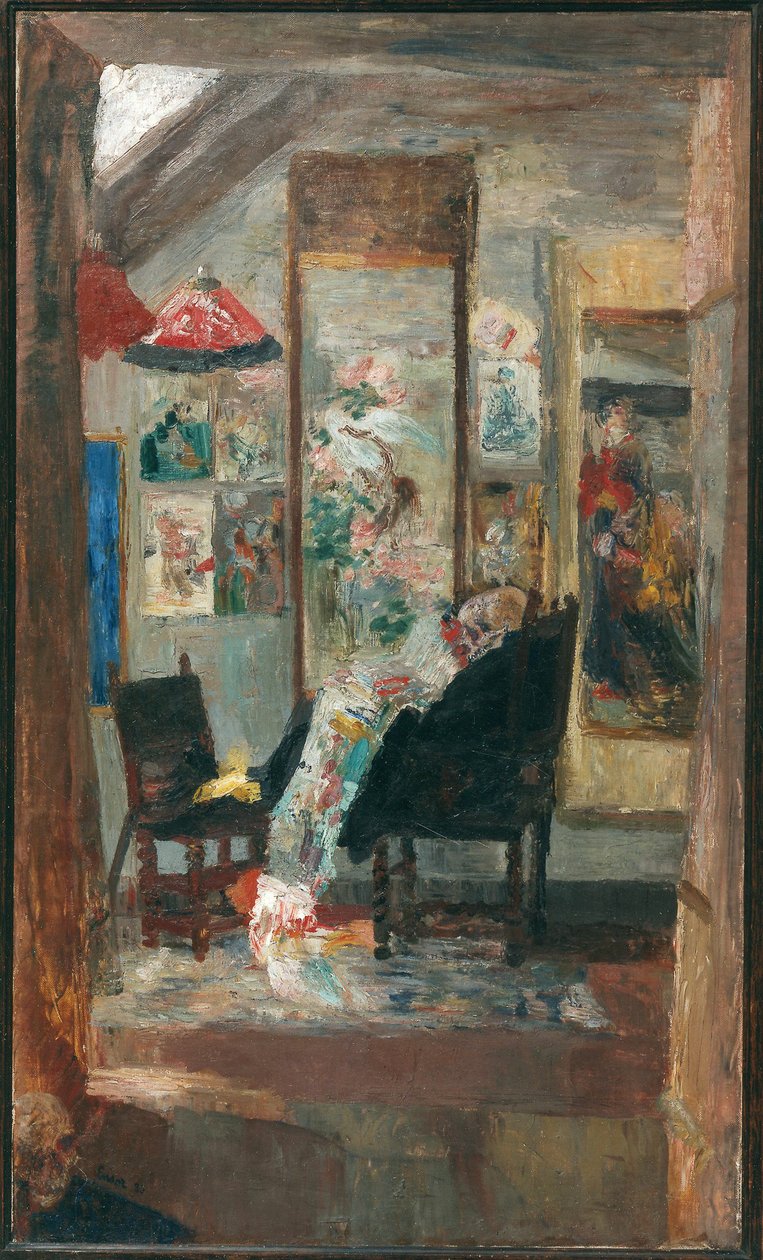 Çin dizilerini izleyen iskelet, 1885. by James Ensor
