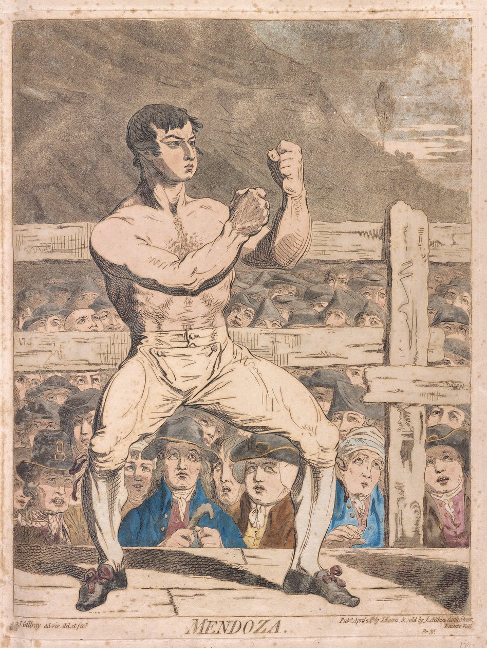 Mendoza, pub.1788 (el renkli gravür) by James Gillray
