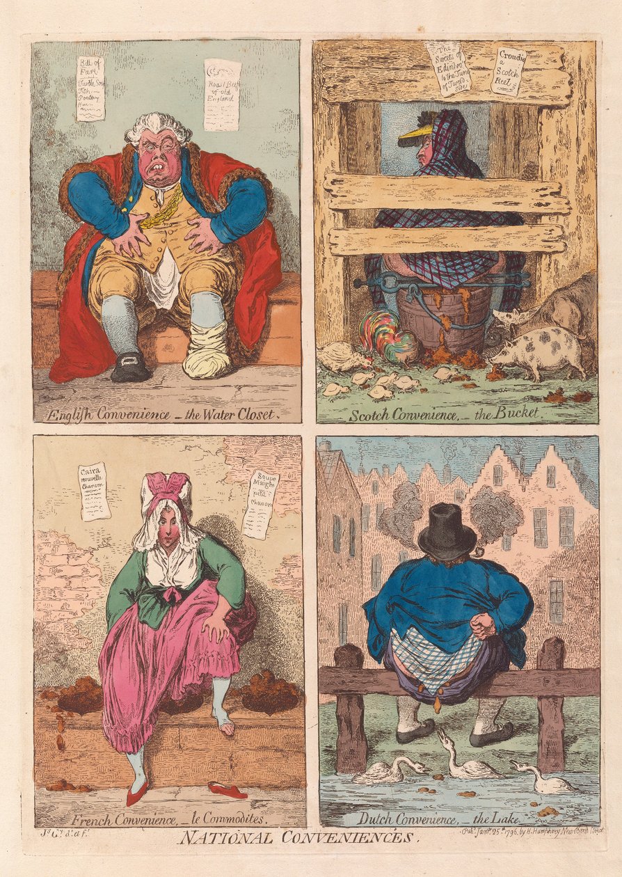 Ulusal Kolaylıklar, pub. 1796 (el renkli gravür) by James Gillray
