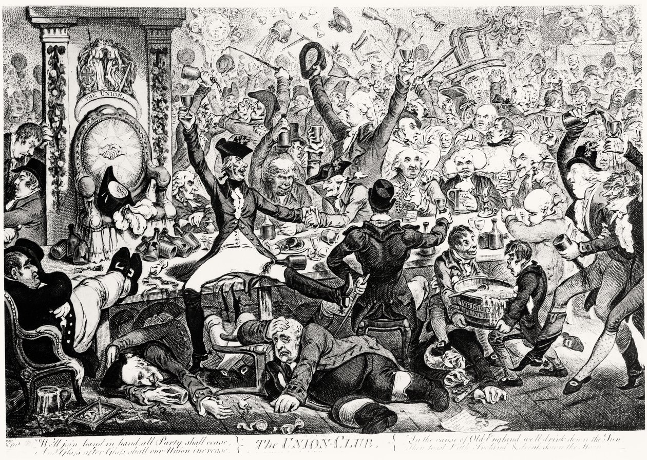 The Union Club, 1801 (renkli gravür) by James Gillray