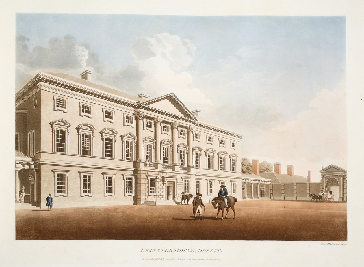 Leinster House, Dublin, 1792 (el boyaması gravür) by James Malton