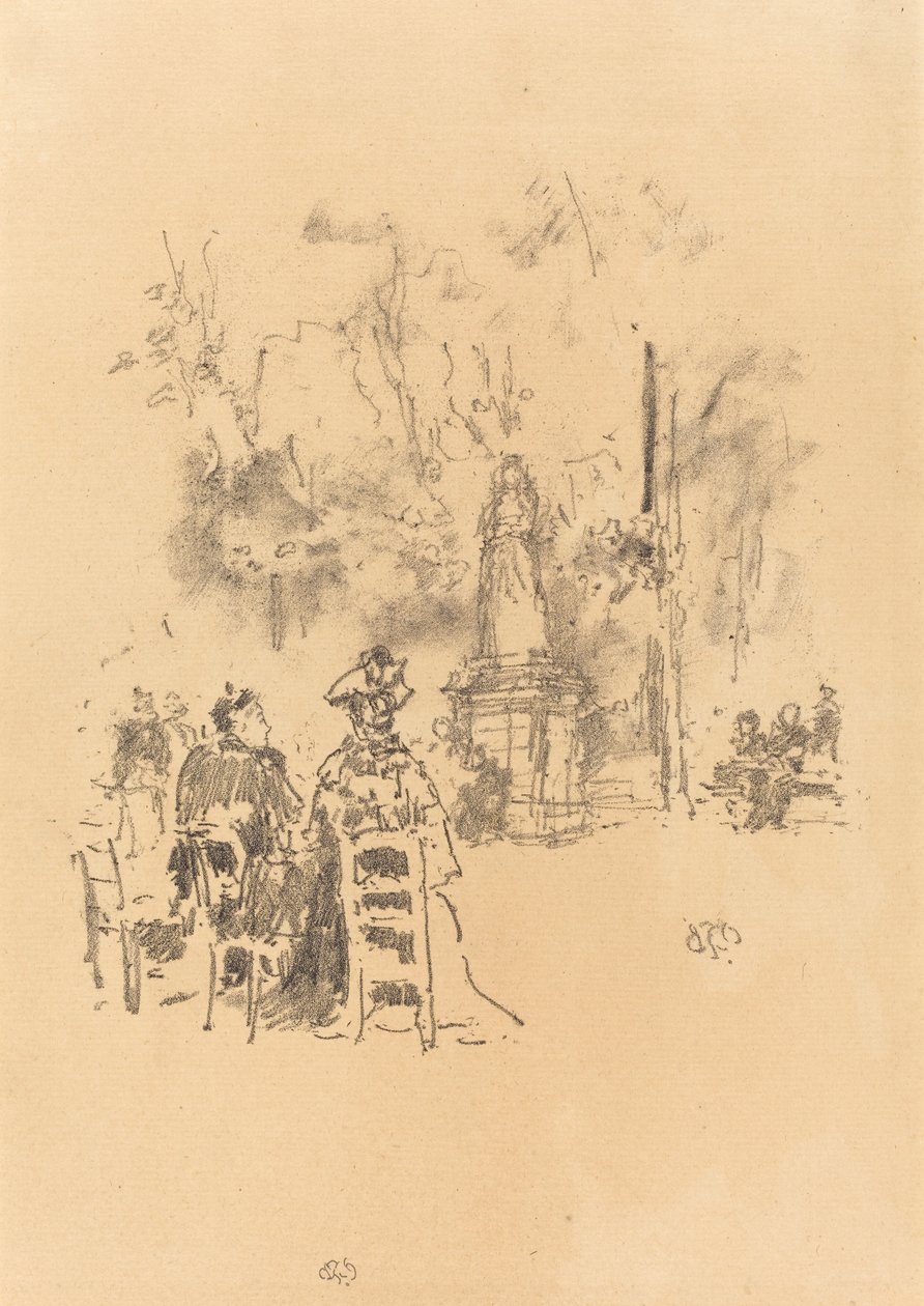Heykelin Altında Konuşma, Lüksemburg Bahçeleri by James Abbott McNeill Whistler