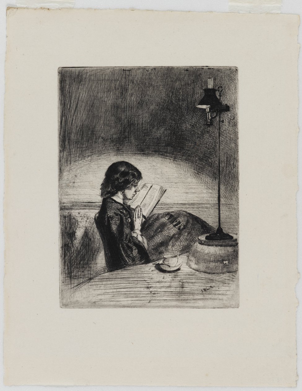 Lamplight ile okuma by James Abbott McNeill Whistler