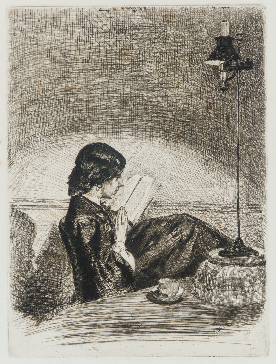 Lamplight ile okuma by James Abbott McNeill Whistler