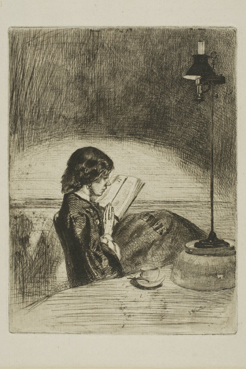 Lamplight ile okuma by James Abbott McNeill Whistler