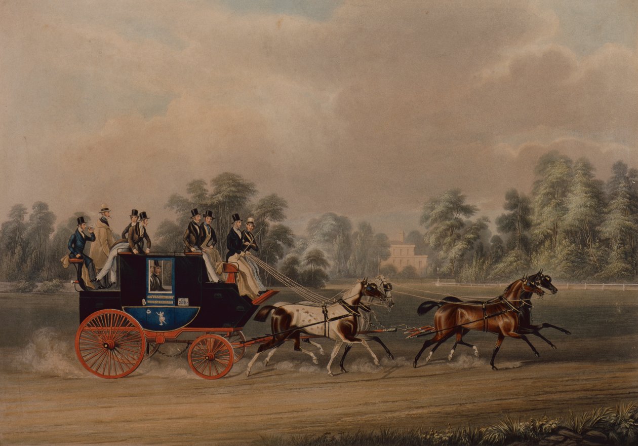 Jaglione Windsor Coach (renkli gravür) by James Pollard