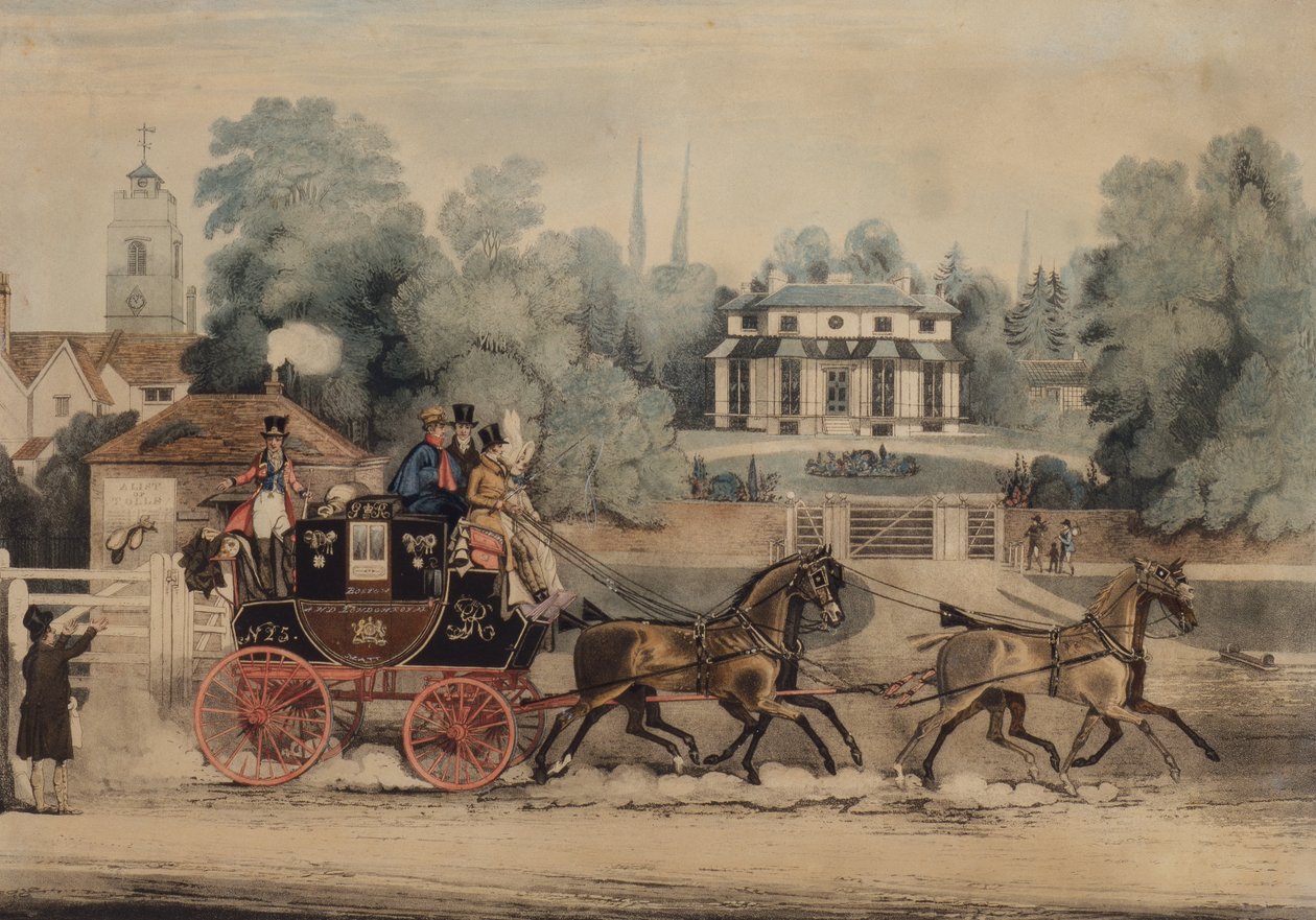 Royal Mail Coach (renkli gravür) by James Pollard