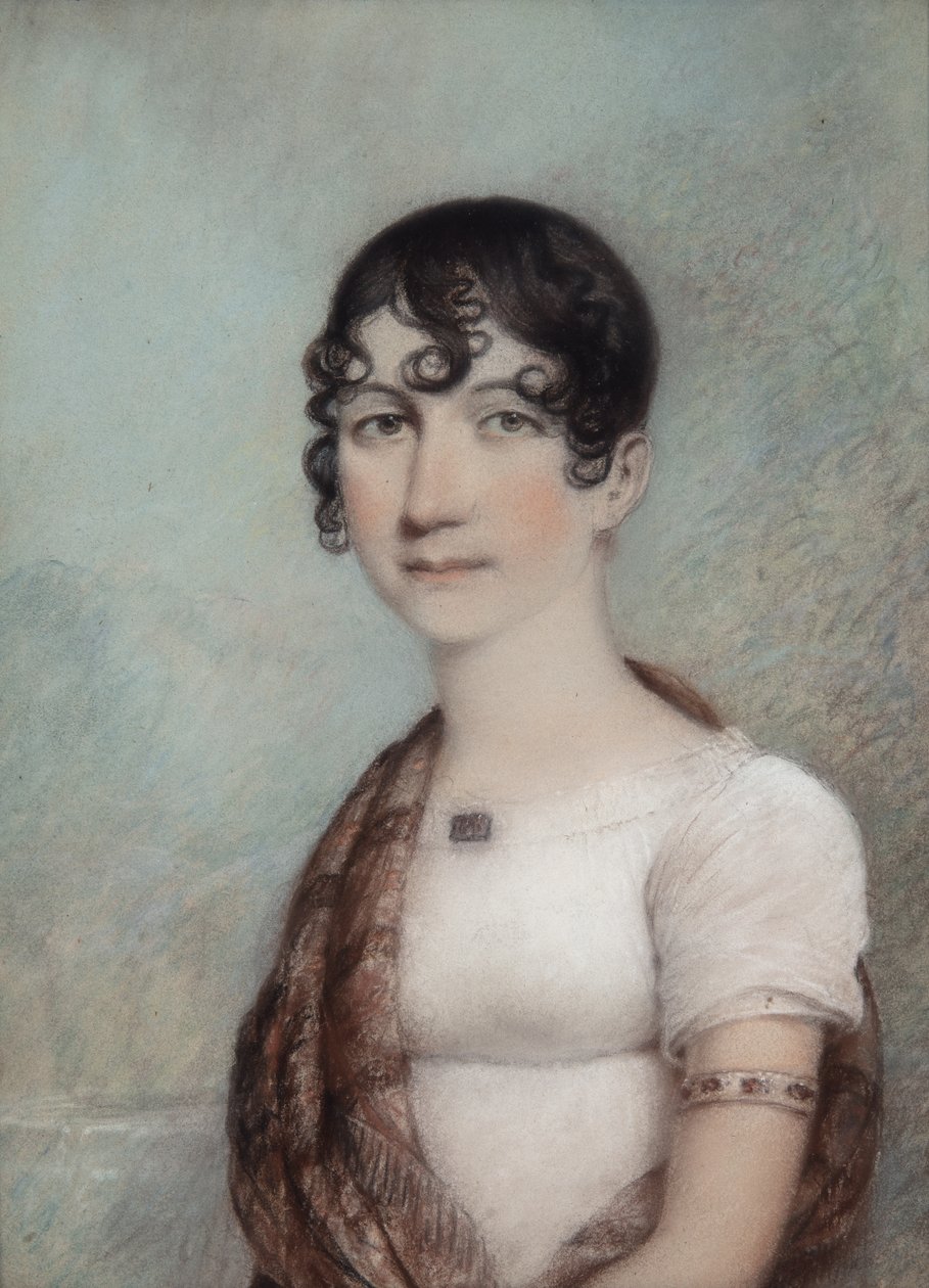 Bayan Jackson, 3/1810 (gri kağıt üzerine pastel) by James Sharples