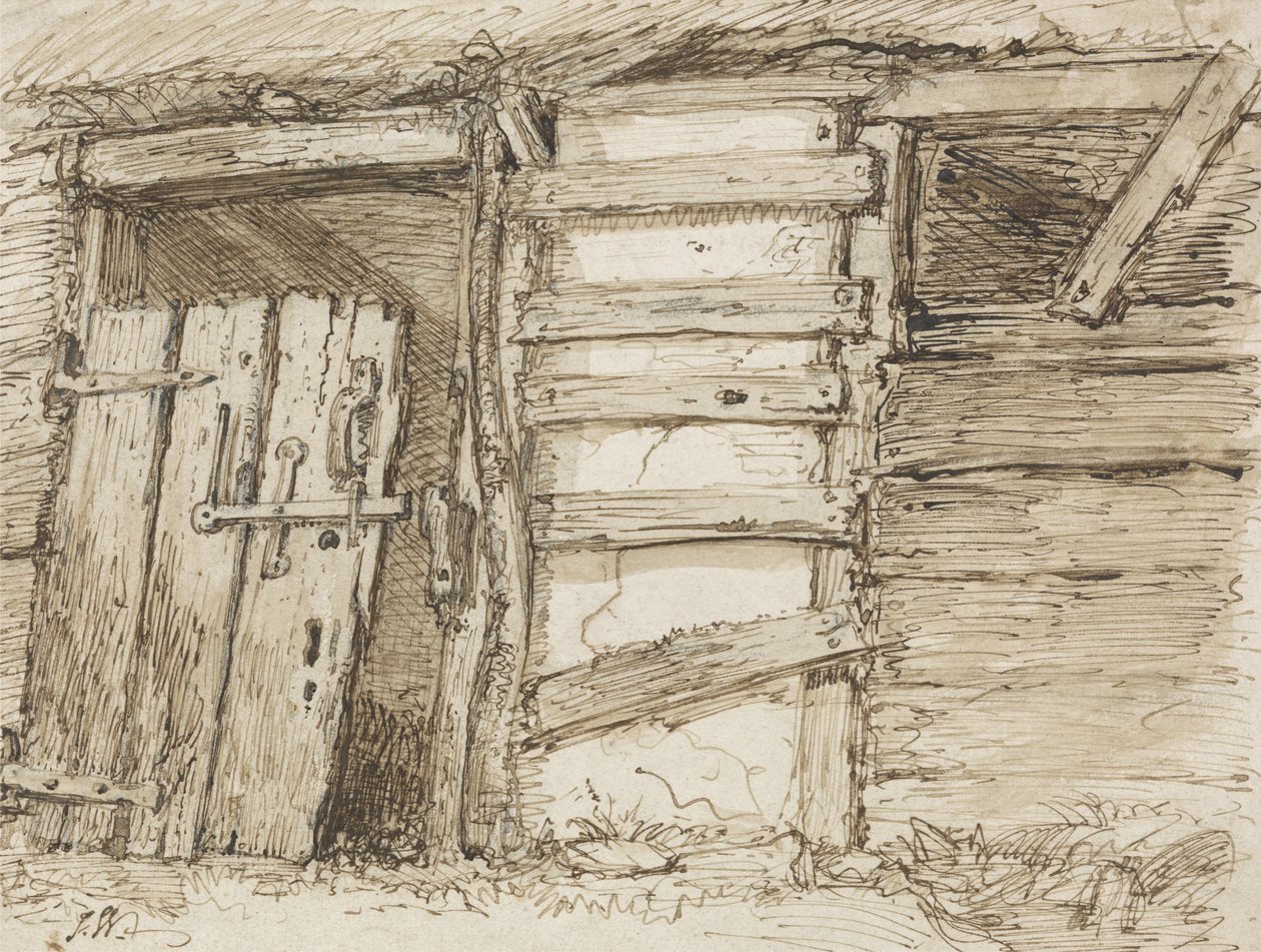 Bir Outhouse Duvarı (kağıt üzerinde kalem ve mürekkep) by James Ward