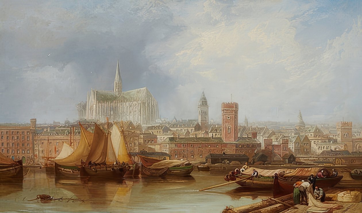 Bitmemiş katedral ile Köln manzarası by James Webb