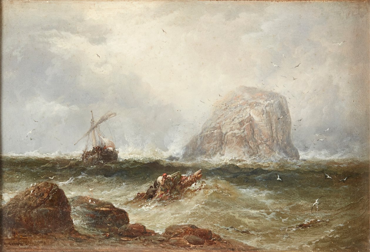 Bass Rock Off (tuval üzerine yağlı boya) by James Webb