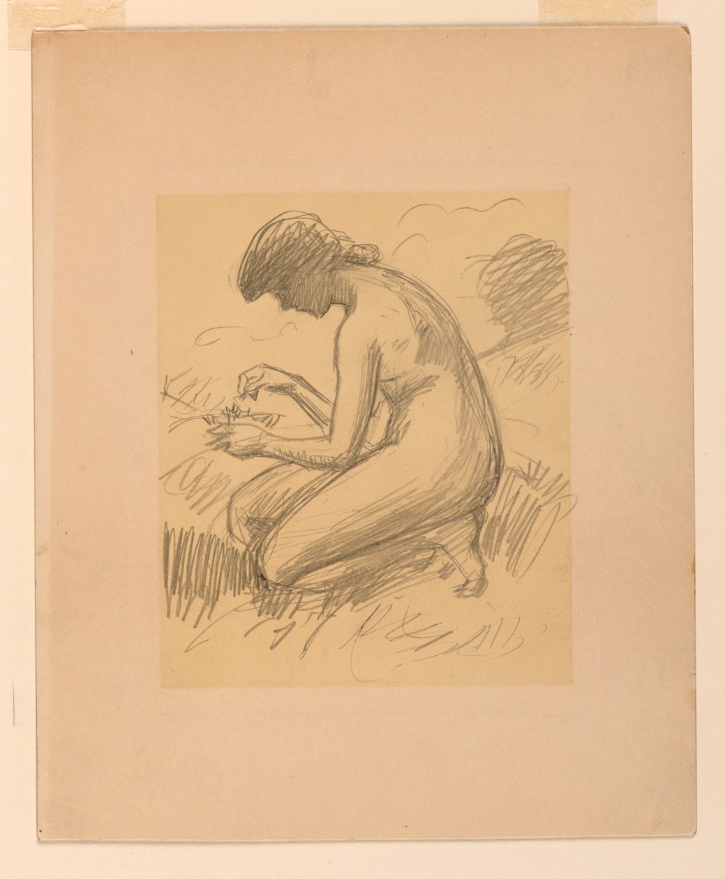 Çömelmiş Kadın Çıplak by James Wells Champney