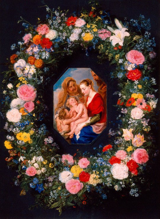 Çiçek Çelenkli Kutsal Aile by Jan the Elder Brueghel