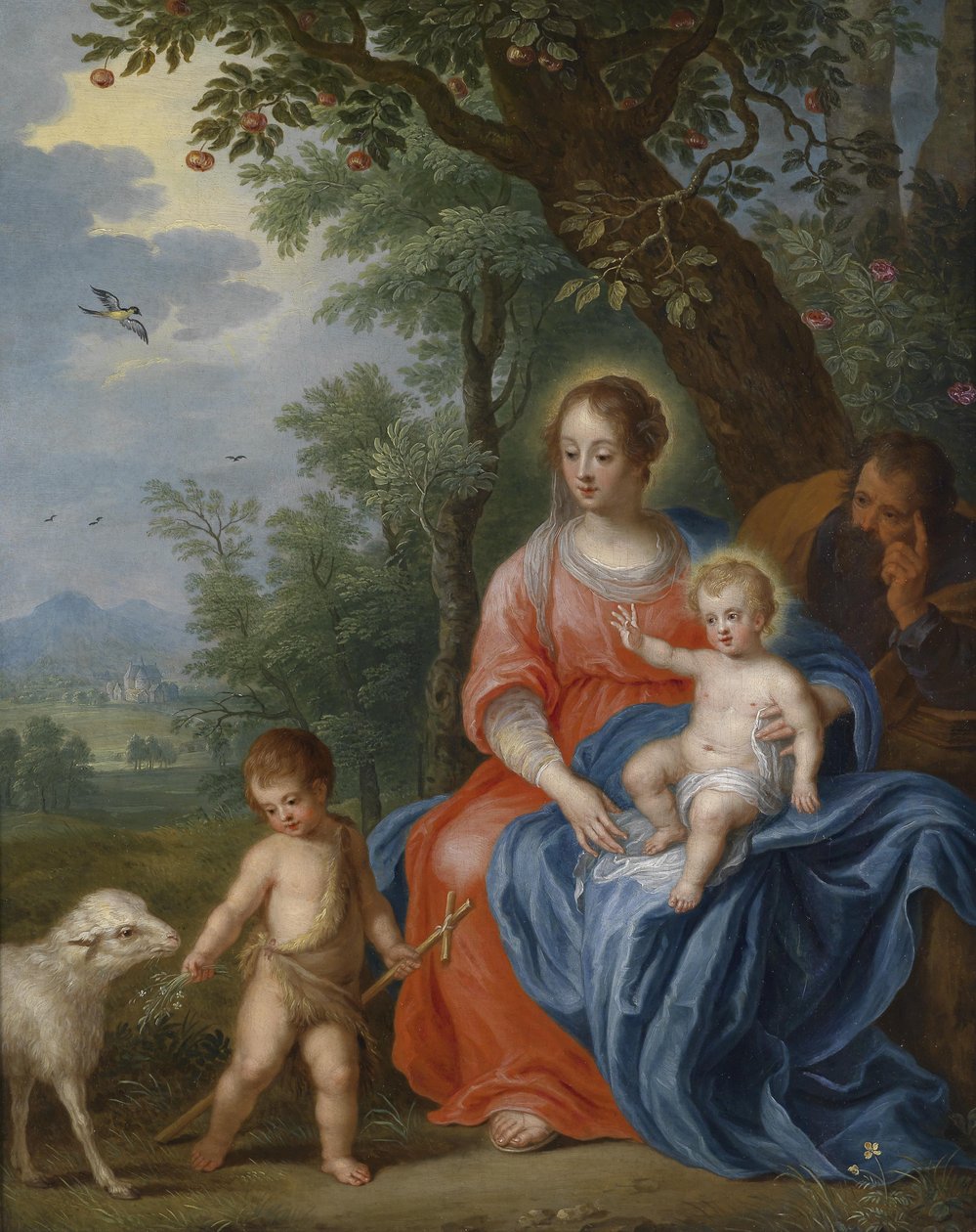 Oğlan John ve kuzu ile Kutsal Aile by Jan Brueghel the Younger
