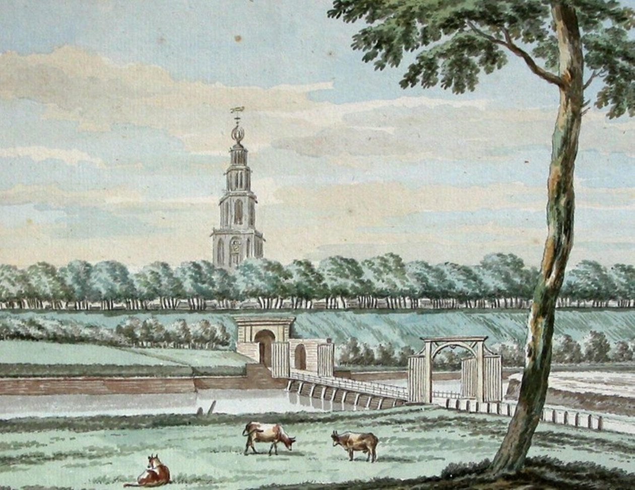 Groningen şehir duvarı ile Dış Oosterpoort ve Oosterpoortenbrug by Jan Bulthuis