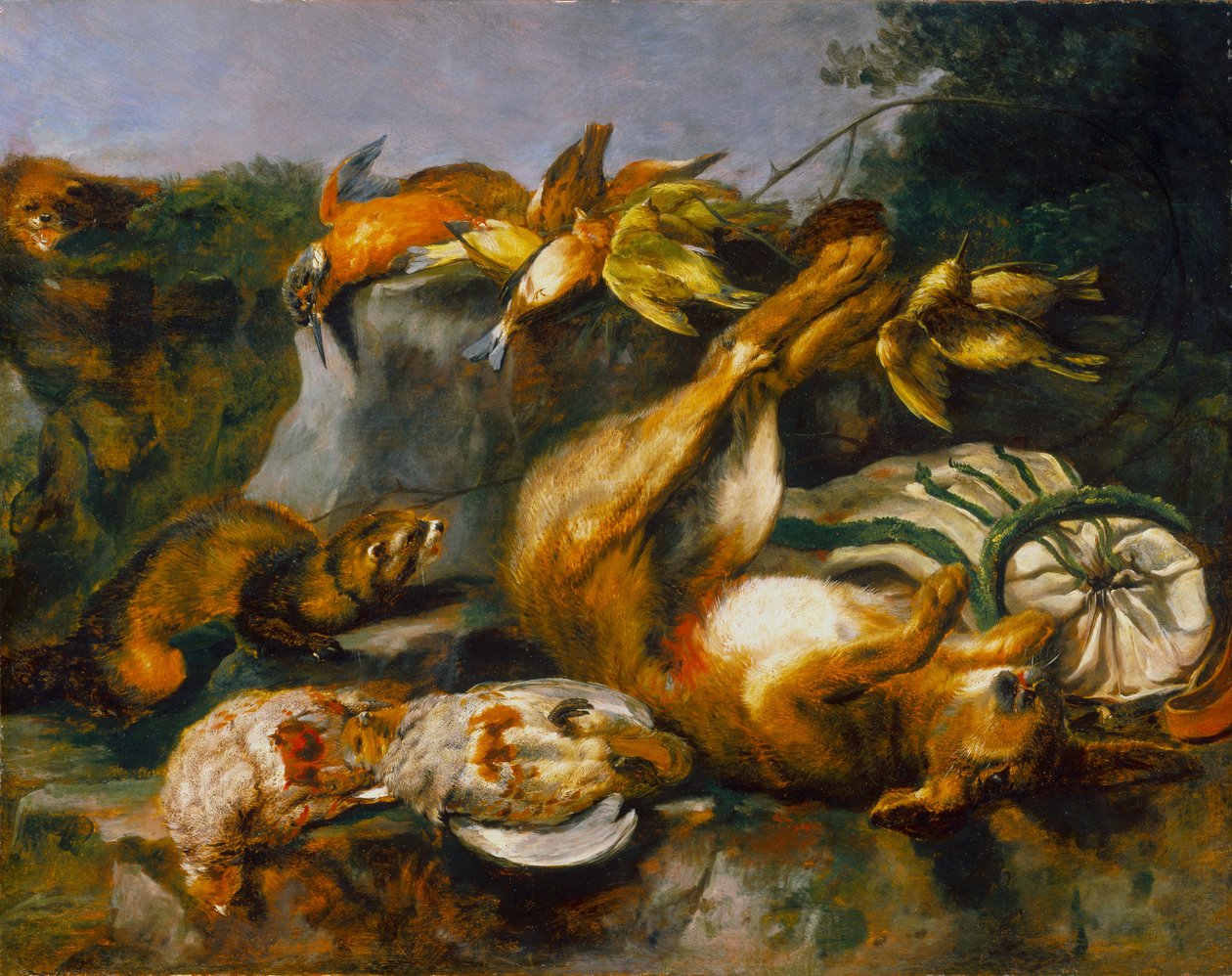 Dead Game ve gelincikler, c.1642 (meşe kaplamalı masonit panel üzerinde yağ) by Jan Fyt