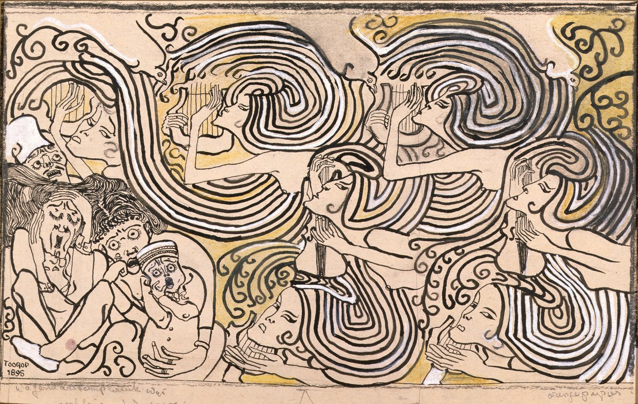 Gemi enkazı, 1895 (kağıt üzerine mürekkep ve renkli tebeşir) by Jan Toorop