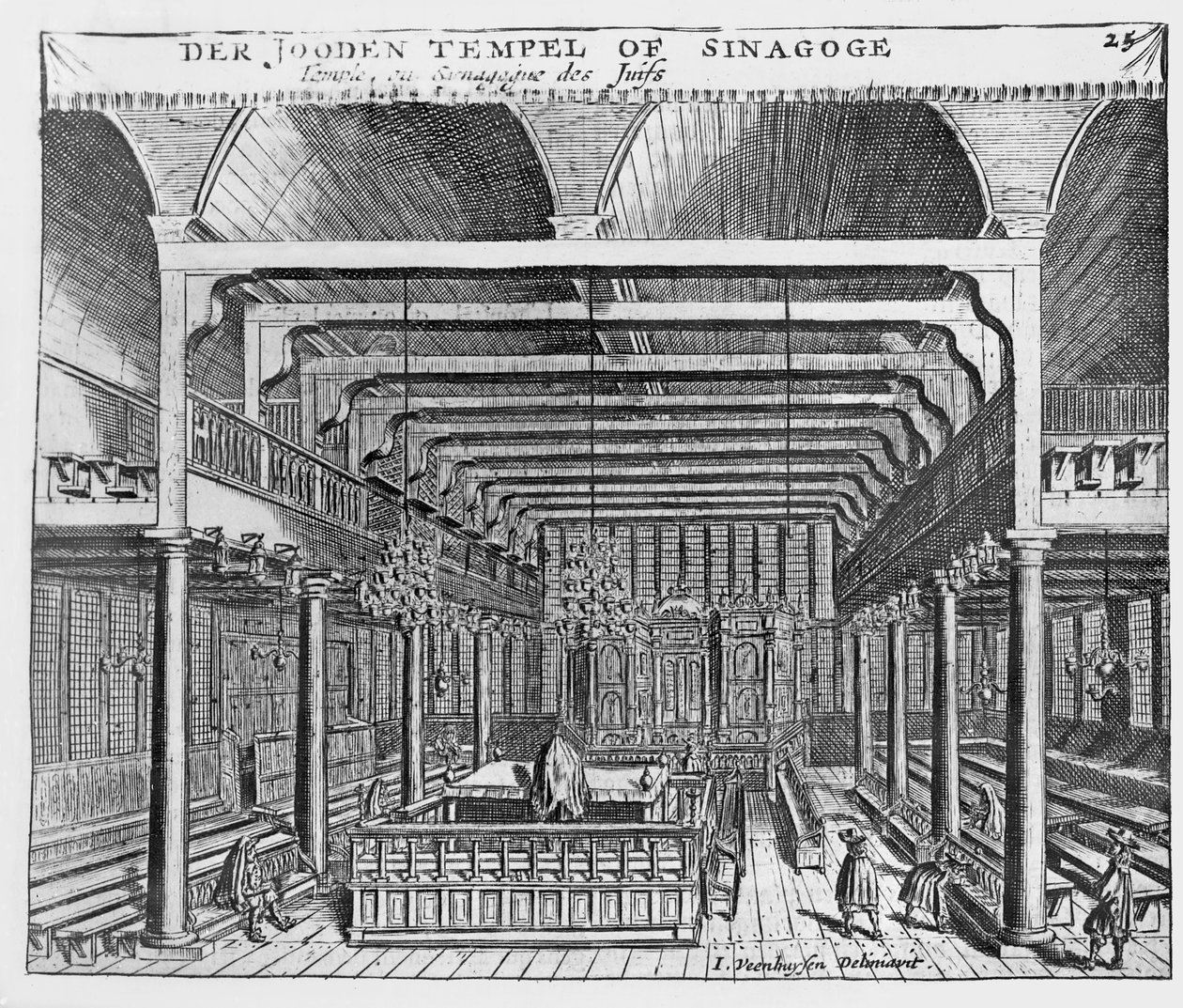 Bir Yahudi Sinagogunun İçi by Jan Veenhuysen