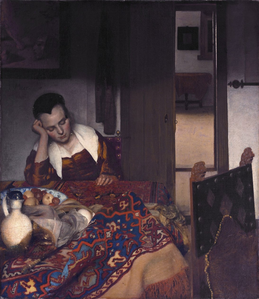 Bir hizmetçi uykuda by Jan Vermeer van Delft