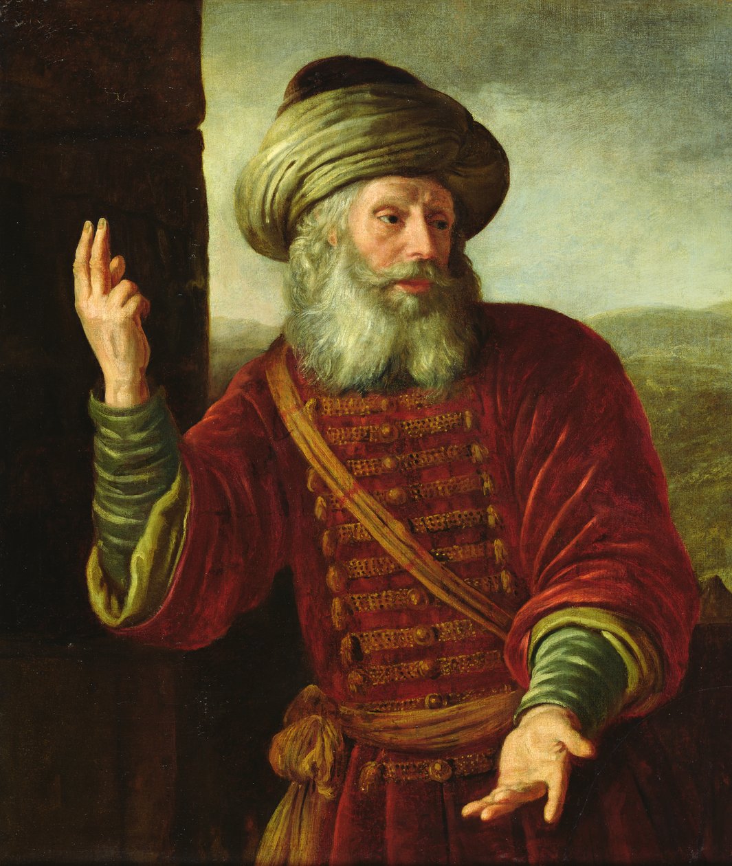 Portrait of an Old Man in an Extravagant Costume  by Jan Victors