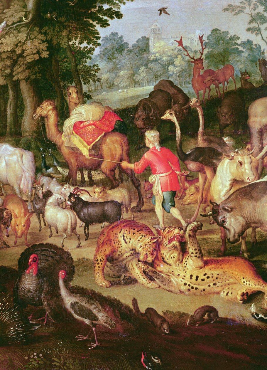 Dünyevi Cennet, sağ kısımdan detay, çiftler halinde hayvanlar tuval üzerine yağlı boya by Jan the Elder Brueghel