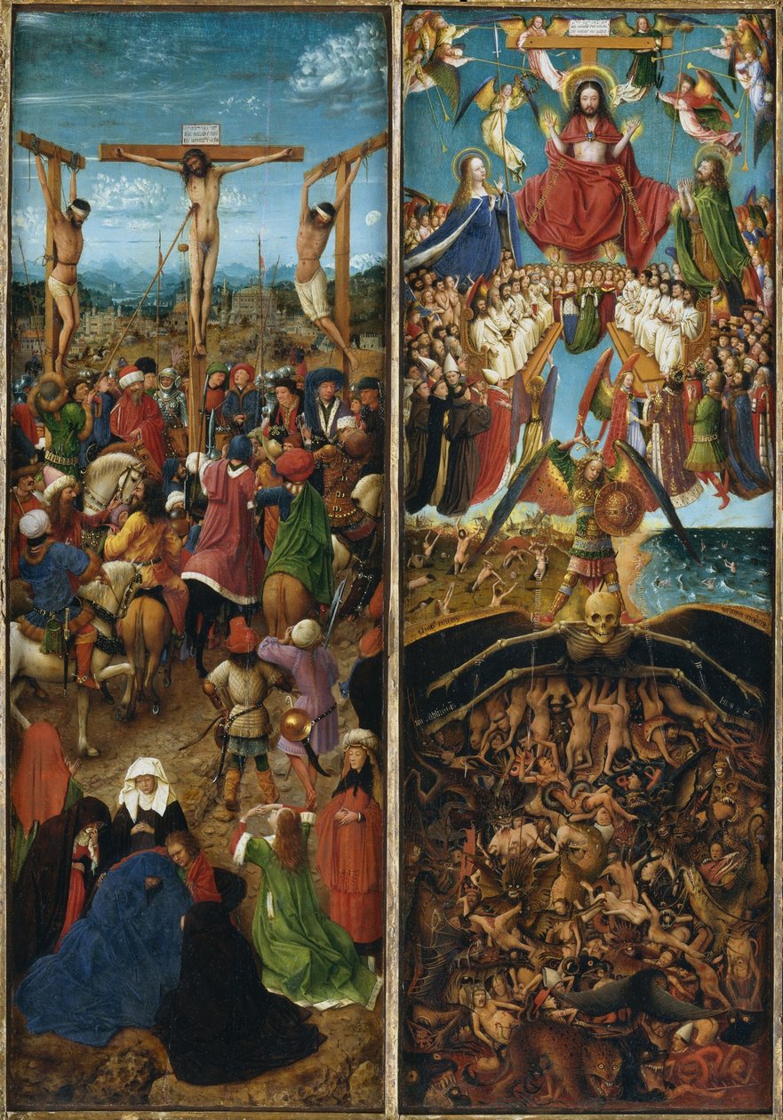 Çarmıha Gerilme; Son Yargı, bir triptikonun parçası by Jan van Eyck