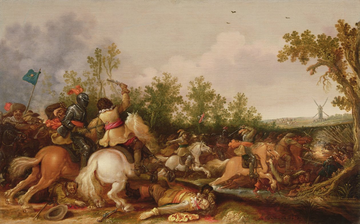 Bir süvari çatışması by Jan Asselyn